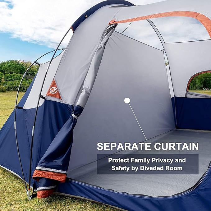 HIKERGARDEN 10 Person Camping Tent - Portable Easy Traveling-14'x11'x74in(H)