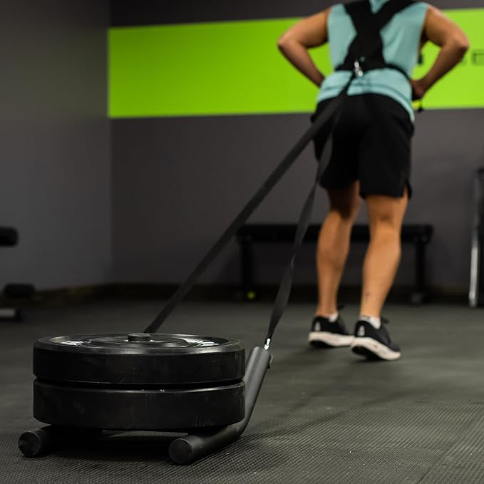 Speed Training Pull Sled, Workout Weight Sled for Upper Lower Body Speed & Strength Development, Endurance & Cardio Training, Helps Build Knee Strength, Compatible with 2" Weight Plates