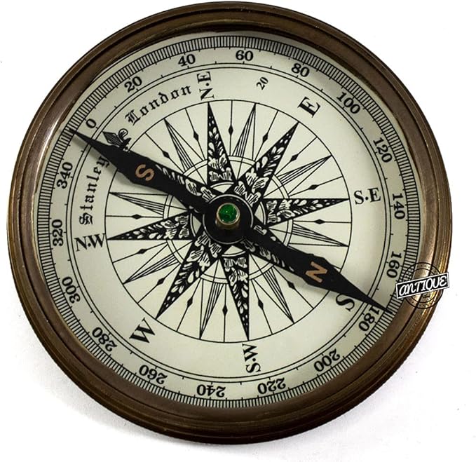 Brass Compass for Navigation Nautical Maritime Hiking Camping