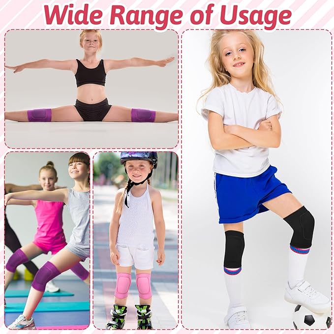 Hungdao 3 Pairs Volleyball Knee Pads for Kids Soft Breathable Brace Non Slip Padded Sponge Knee Support for Girls Boys Dance, Football, Skating, Running, Youth Sports