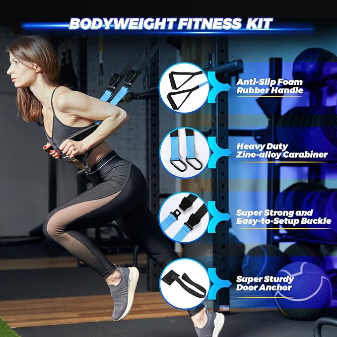 Bodyweight Fitness Resistance Suspension Kit Extension Strap Door Anchors