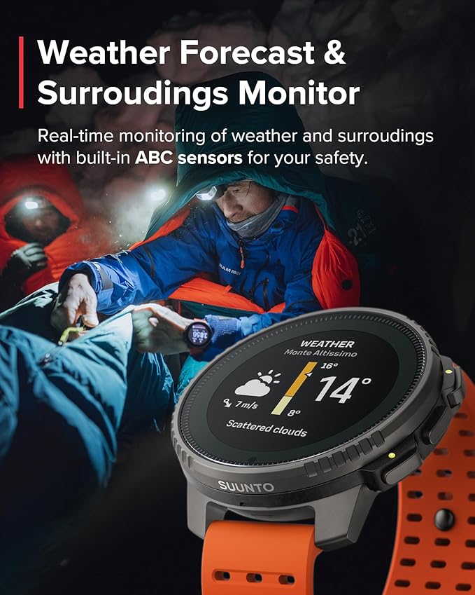 SUUNTO Vertical Solar GPS Watch, Premium Multisport Watch w/60-Day Battery Life, 1.4 inch Large Touchscreen, Heart Rate & Sleep Tracking, Dual-GNSS Navigation, Free Global Offline Map, Ti Canyon