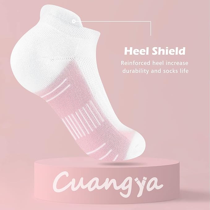 Ankle Socks Women Athletic No Show Socks Running Comfort Cushioned 5-Pairs