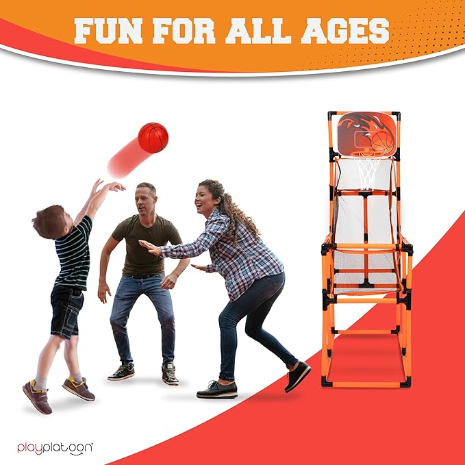 Play Platoon Kids Indoor Basketball Hoop - Arcade 4-12 Year 62 Inch 4 Balls