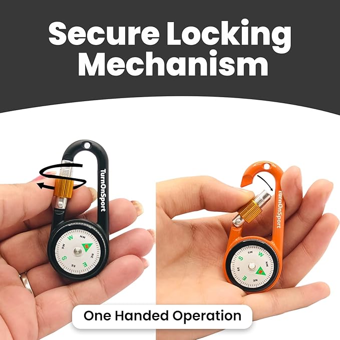 Carabiner Clip On Compass Hiking - Compact Compass 2 pcs