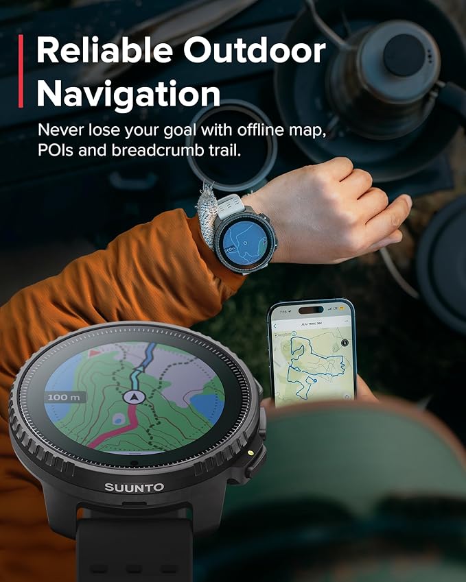 SUUNTO Vertical Titanium Solar GPS Adventure Watch, Dual-Band GNSS, Offline Maps, Solar Charging, 95+ Sports Modes, Training Metrics & Recovery Insights