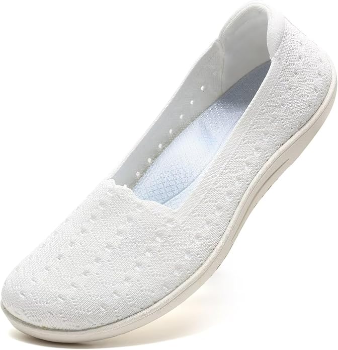 Women's Wide Toe Box Flats Shoes Knit Ballet Flat Slip-on Dress Walking Comfort Shoes