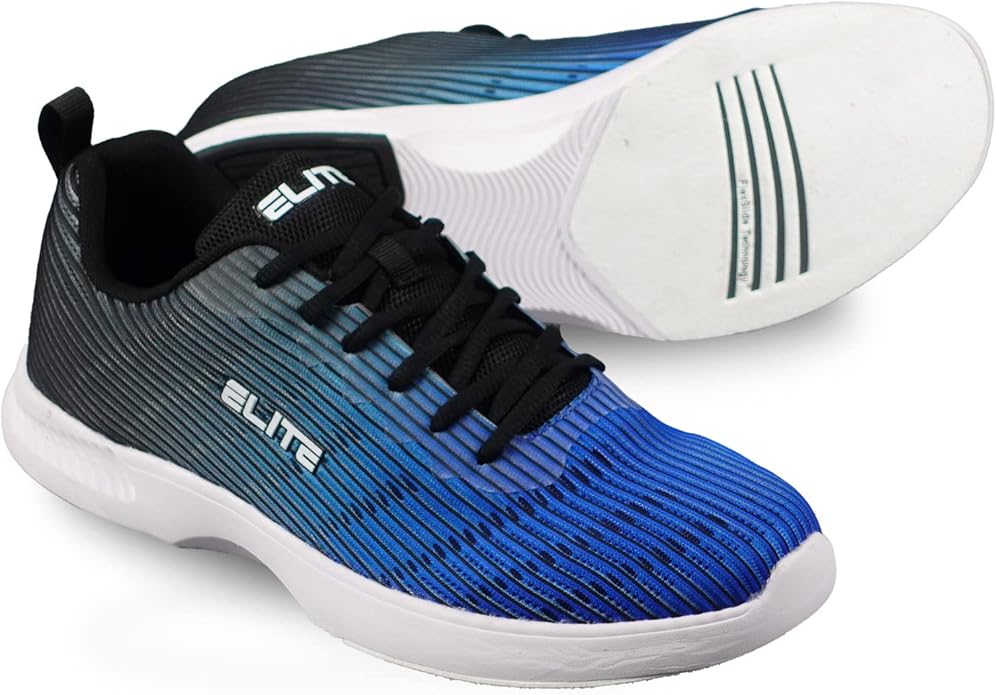 ELITE Men's Wave Bowling Shoes - Lightweight, Breathable Knitted Uppers, Universal Soles