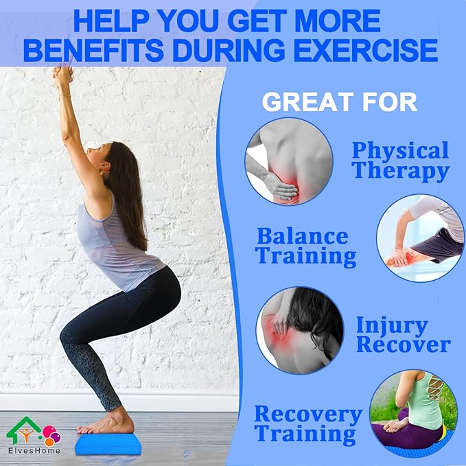 Small Balance Board, Exercise Balance Pad, Yoga Mat Thick, Non-Slip Foam Pad, Yoga Mats for Balance Exercise Stability Workout, Knee Pads Trainer for Physical Therapy Strength Training Ankle Exercises