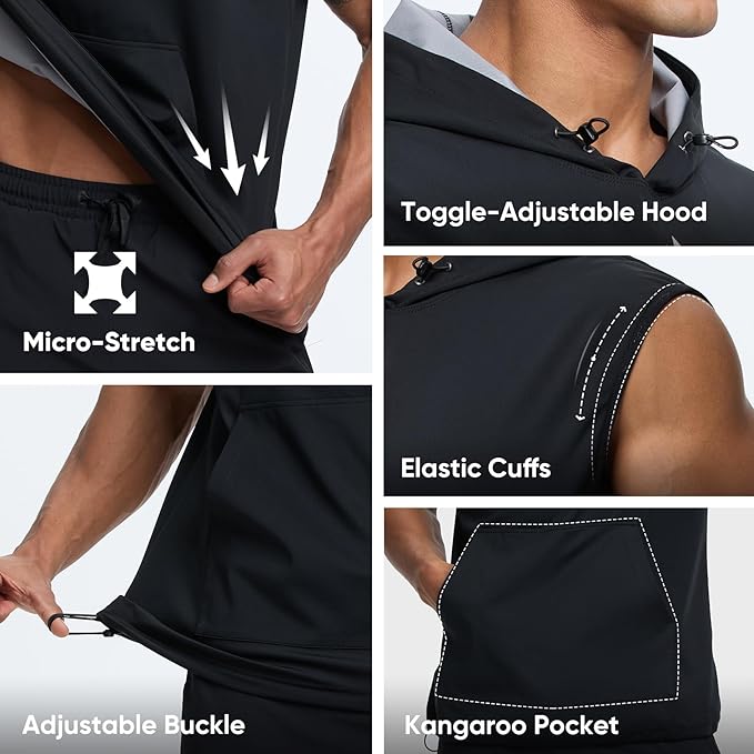 HOTSUIT Sauna Vest for Men Anti-rip Men's Heat Trapping Pullover Hoodies Tank Top for Boxing Exercise