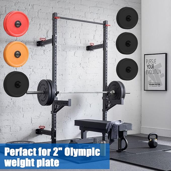 Wall-Mounted Weight Plate Holder (4-Pack) , Heavy Duty 330LB Capacity Rack for 2" Olympic Plates | Compact Home Gym Storage Solution