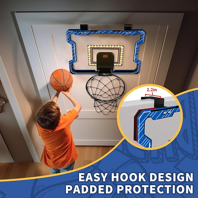 Mini Basketball Hoop Indoor with Scoreboard/LED Light