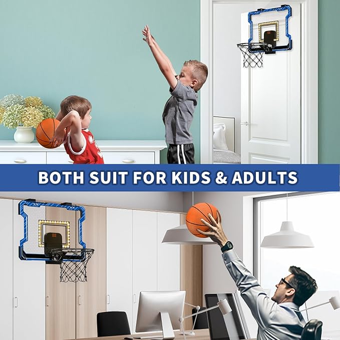 Mini Basketball Hoop Indoor with Scoreboard/LED Light