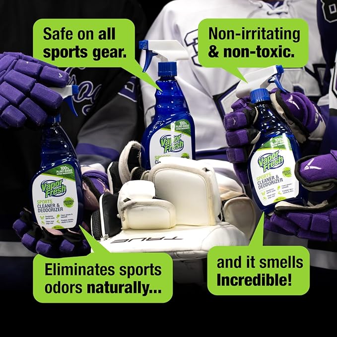 Sports Cleaner and Deodorizer - Sports Gear Odor Eliminator, Boxing Glove Deodorizer, Gym Equipment Spray, Natural and Plant Based, 16 Fl Oz (12-Pack)