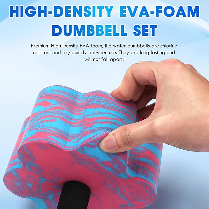 Aquatic Exercise Dumbbells, 2PCS Aqua Fitness Barbells, Flowers High-Density EVA-Foam Water Workouts, Pool Weights Dumbbells Set for Water Exercise, Aerobics Weight Loss, Pool Fitness