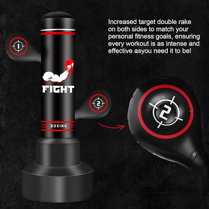 Upgraded Heavy Freestanding Punching Bag for Adults Teens, 70” Standing Punching Bag with Gloves, Pump and Jump Rope, Boxing Reflex Ball, Women Men Kickboxing Bags for Training MMA Fitness Home Gym