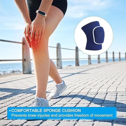 PATIKIL L Size Protective Knee Pads, 6 Pairs Sponge Volleyball Knee Pads Breathable Dance Knee Pads Brace for Women Men Football Basketball Workout, Blue