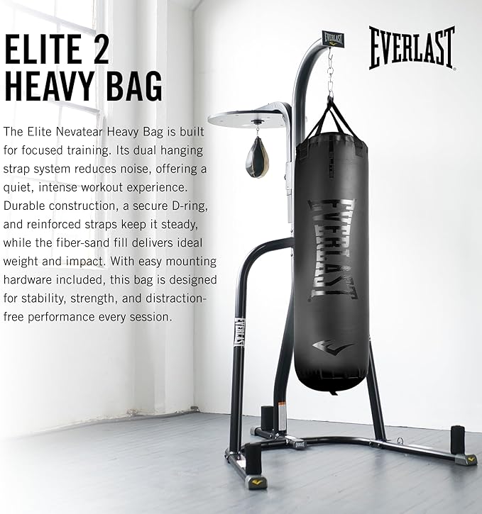 Everlast Elite 2 & Prime Punching Bag – Durable PVC Boxing Bag & Equipment for MMA, Kickboxing, Muay Thai, Home Gym Training