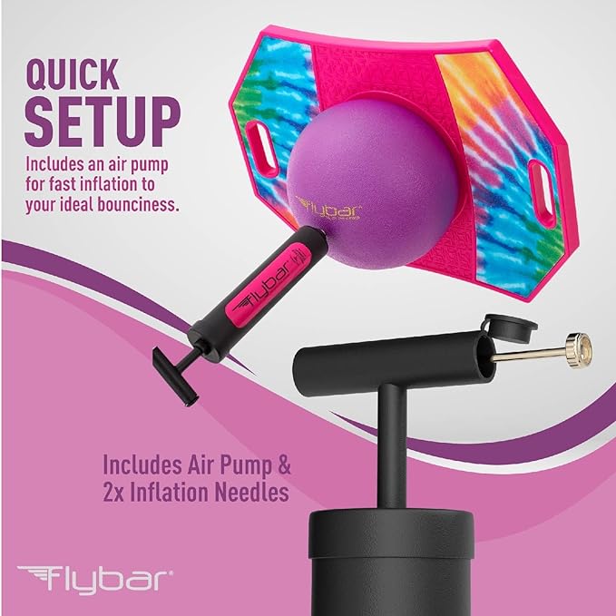 Flybar Pogo Trick Ball for Kids, Bounce Board for Boys and Girls Ages 6+, Up to 160 lbs, Includes Pump, Easy to Carry Handle, Durable Plastic Deck Indoor, Outdoor Toy Pogo Jumper,