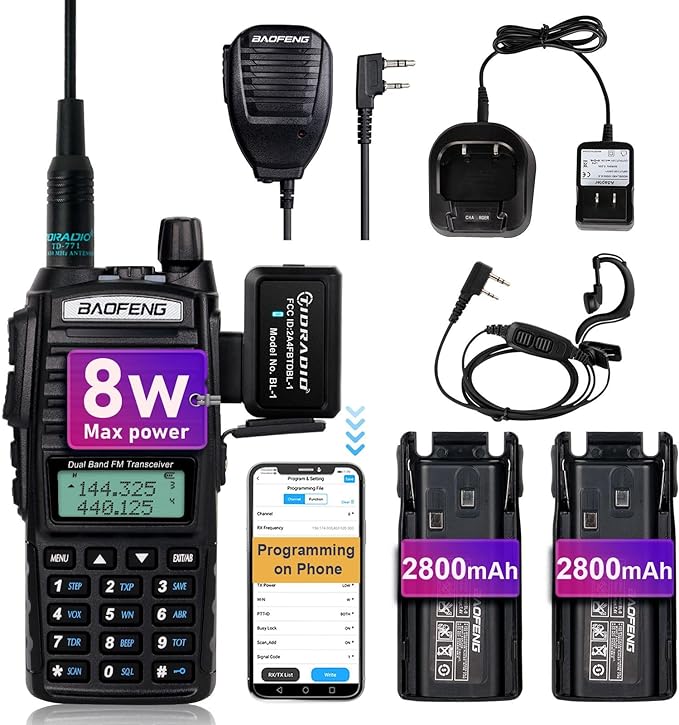 Baofeng UV-82 Baofeng Radio High Power Ham Radio 2800mAh Battery (1 Pack-Full