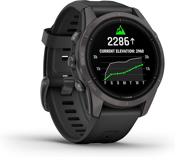 Wearable4U Garmin epix Pro (Gen 2) Sapphire Edition, 42mm, High Performance Smartwatch, Advanced Training Technology, Built-in Flashlight, Black White Earbuds Bundle
