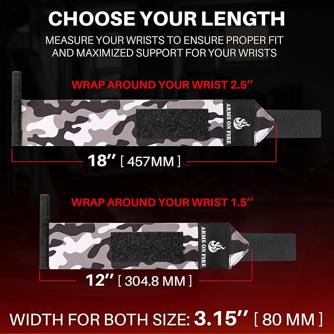 TECEUM Weightlifting 18" & 12" Wrist Wraps with Thumb Loop β Heavy Duty Wrist Workout Braces for Men and Women β Ideal for Powerlifting, Strength Training, Bodybuilding