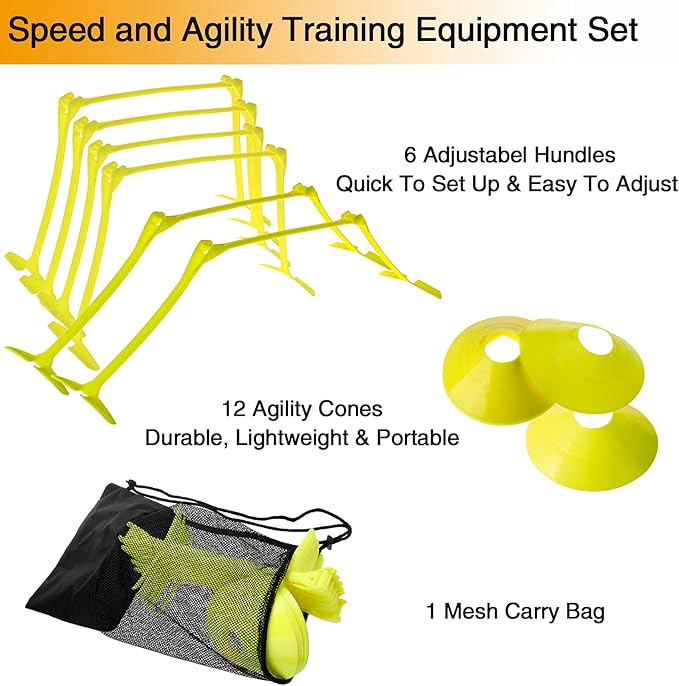 Yaegoo Pro 6 Pcs Adjustable Hurdles and 12 6" 9" 9" 12" 12" for