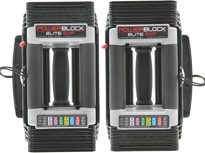 PowerBlock Elite EXP Adjustable Dumbbells, Sold in Pairs, Stage 1, 5-50 lb. Dumbbells, Durable Steel Build, Innovative Workout Equipment, All-in-One Dumbbells, Expandable with Expansion Kits