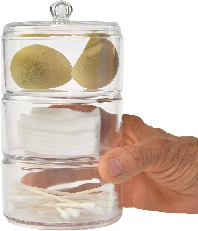 Home-X Cotton Ball and Swabs Holder 3-Level Apothecary