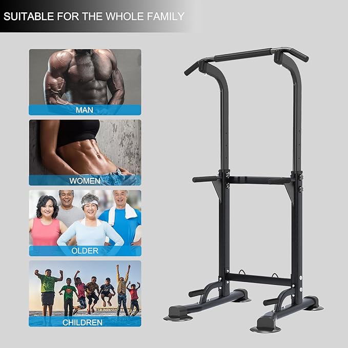 Pull-up Bar and Dip Station Power Tower Adjustable 5.9 Feet