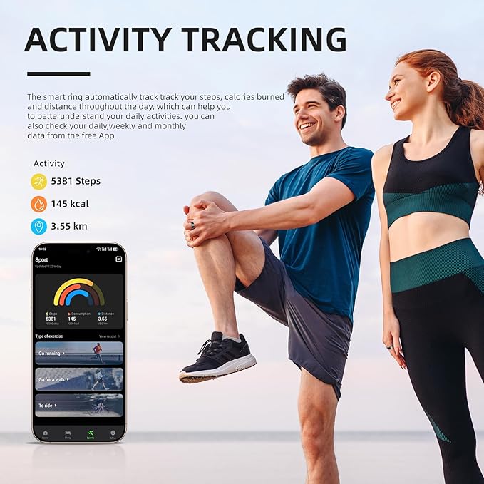 Smart Ring Pro, Fitness Tracker with Heart Rate, Blood Pressure, Stress, Sleep Tracking, Step Tracking, 10ATM Waterproof, Smart Ring for iPhone and Android (Silver 2.0, 7)