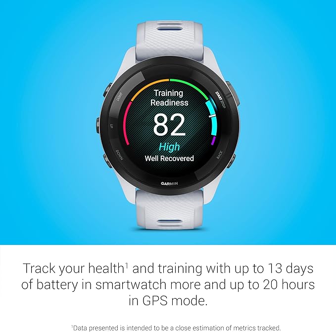 Garmin Forerunner 265 Running Smartwatch, Colorful AMOLED Display, Training Metrics and Recovery Insights, Whitestone and Tidal Blue (Renewed)