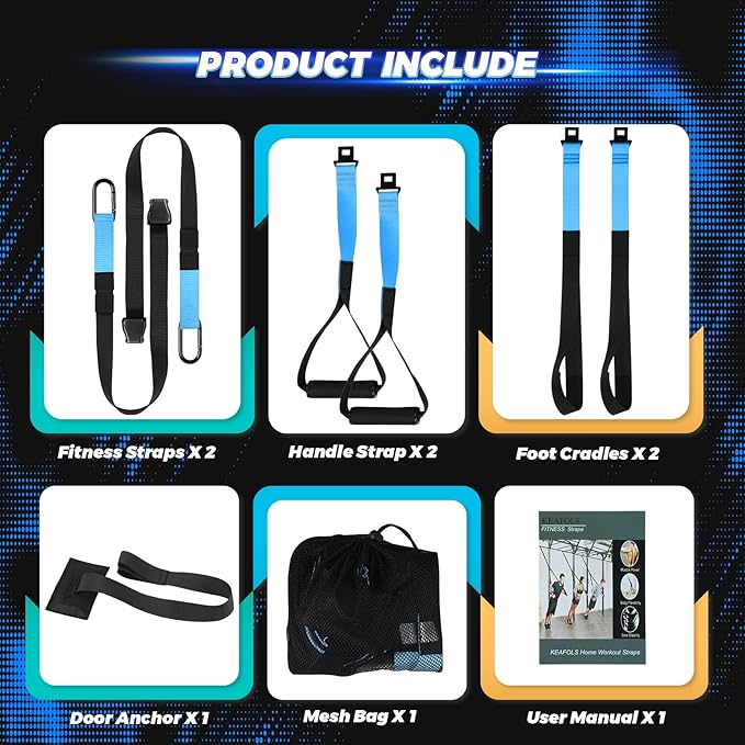 Bodyweight Fitness Resistance Suspension Kit Extension Strap Door Anchors