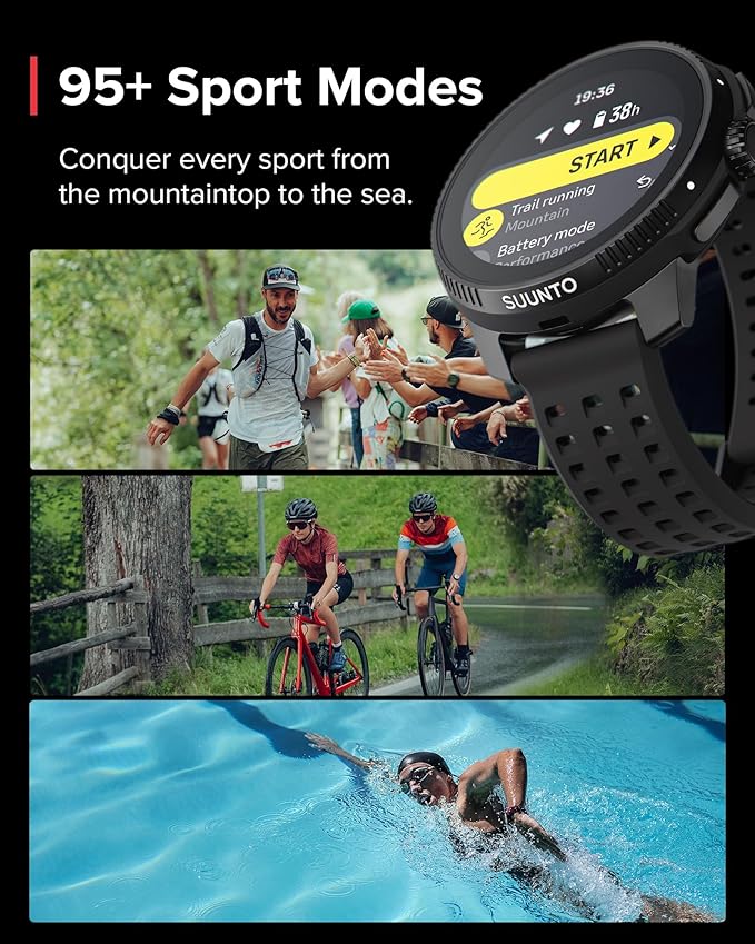 SUUNTO Race GPS Sports Watch, 1.43" AMOLED Touchscreen w/ Crown Button, 26 Days Battery Life, Training & Sleep Health Tracking, Dual-GNSS, 16GB Global Offline Maps, Lightweight for Running, Black