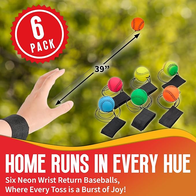 Wrist Baseballs Neon Reactive - 6 Pack -