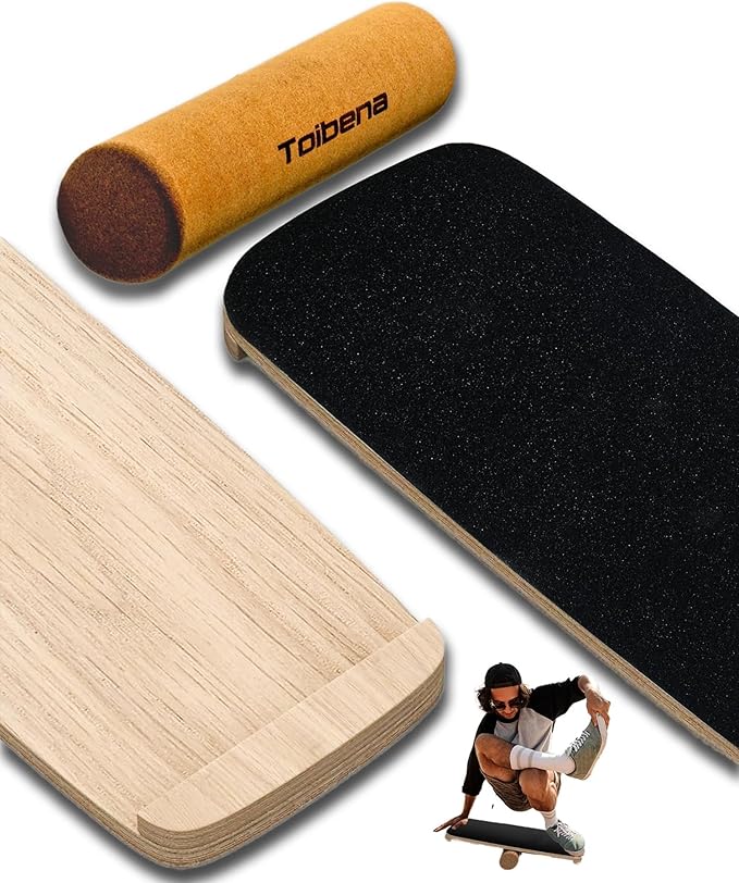 Balance Board trainer for Adults Kids,Hockey snowboard wobble board,450Lbs remarkable core trainer made of wood/Less Plastic