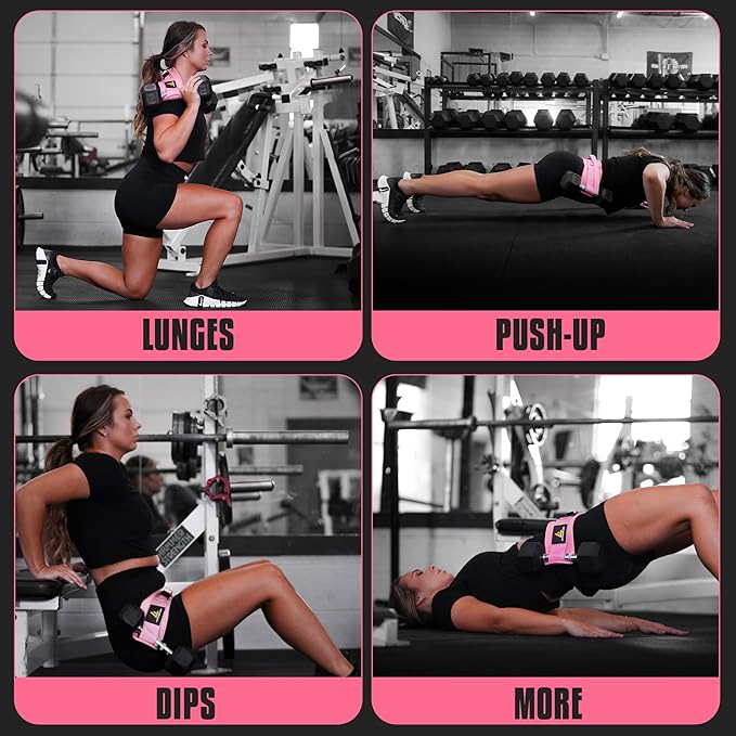 Exercise Hip Thrust Belt for Weights, Glute Workout Equipment, Adjustable Hip Thrust Belt for Dumbbells, Glute Trainer for Home Workouts with Extra Padding, Booty Builder