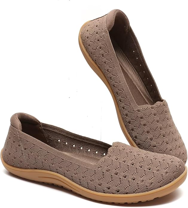 Women's Wide Toe Box Flats Shoes Knit Ballet Flat Slip-on Dress Walking Comfort Shoes