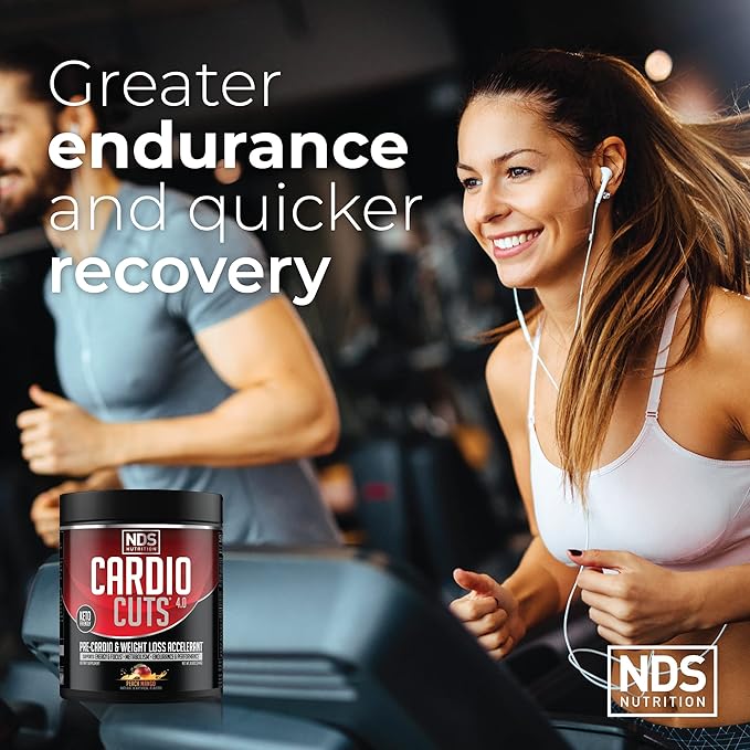 NDS Nutrition 4.0 Pre Workout Supplement - Advanced Weight Loss and Pre Cardio Formula with L-Carnitine, CLA, MCTs, L-Glutamine, and Safflower Oil - Peach Mango (40 Servings)