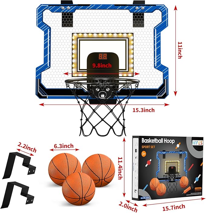 Mini Basketball Hoop Indoor with Scoreboard/LED Light