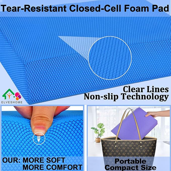 Small Balance Board, Exercise Balance Pad, Yoga Mat Thick, Non-Slip Foam Pad, Yoga Mats for Balance Exercise Stability Workout, Knee Pads Trainer for Physical Therapy Strength Training Ankle Exercises
