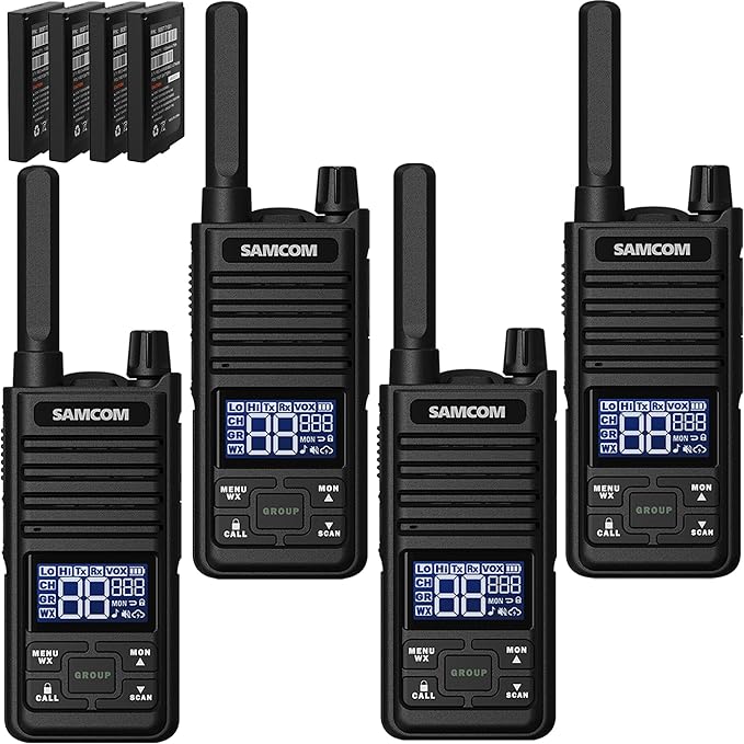 SAMCOM GMRS Walkie Talkies for Adults T2 Rechargeable 2 Watt Radio,30 Channels (4 Pack)