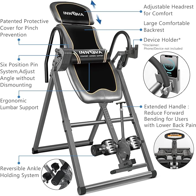 Innova Inversion Table with Adjustable Headrest 300 lb