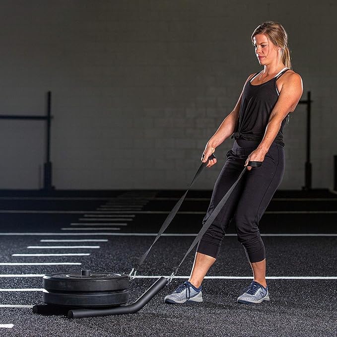 Speed Training Pull Sled, Workout Weight Sled for Upper Lower Body Speed & Strength Development, Endurance & Cardio Training, Helps Build Knee Strength, Compatible with 2" Weight Plates