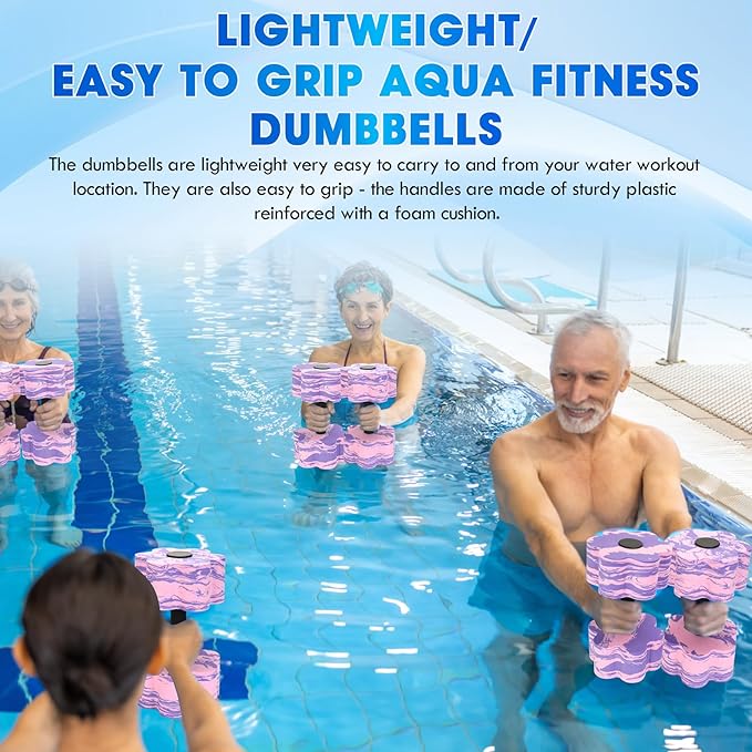 Aquatic Exercise Dumbbells, 2PCS Aqua Fitness Barbells, Flowers High-Density EVA-Foam Water Workouts, Pool Weights Dumbbells Set for Water Exercise, Aerobics Weight Loss, Pool Fitness