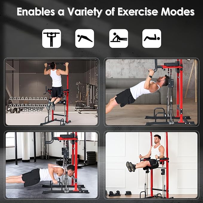SogesPower Power Tower Dip Station Pull Up Bar