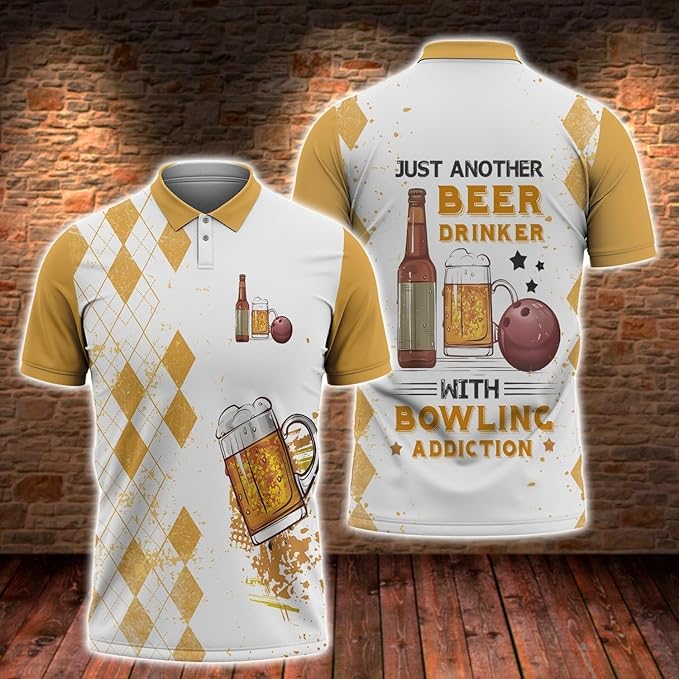 Personalized 3D Bowling Polo Shirts, Custom Name, Team Name Shirt, Bowling Shirts for Men Women, Birthday, Christmas