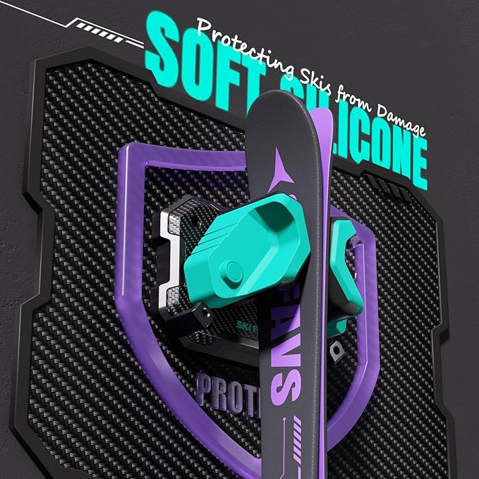 Ski & Snowboard Wall Rack for Garage Wall Fits Any Ski/board, Ski Wall Mount Holders Damage-Free Storage Rack, Garage Organization Space-Saving Winter Gear Organizer, Green, 1 Pack