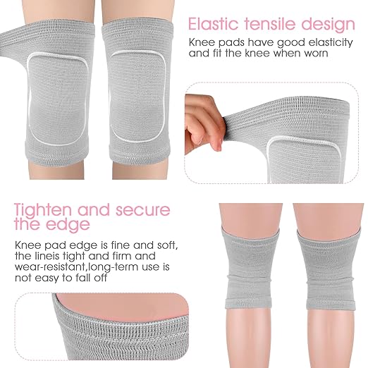 Knee Pads for Kids Suit for Age 7-12 Years, Wrestling Knee Pads Volleyball Knee Pads Thick Sponge Youth Girls Anit-Slip Sport Knee Support Brace for Volleyball Dance Yoga Running Climbing Grey