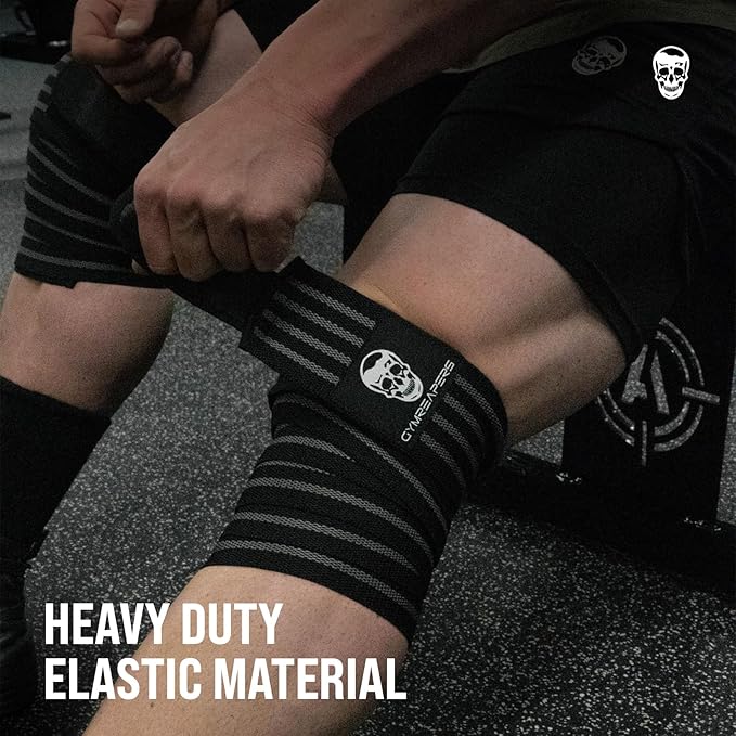 Gymreapers Knee Wraps for Squats and Powerlifting 72 Inch Compression Wraps with Strap for Men & Women Weightlifting Support